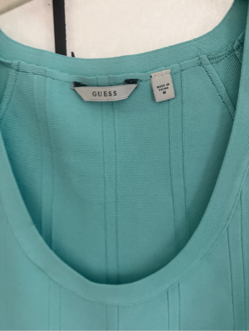 Guess Ribbed Scoop Neck Dress in Turquoise
